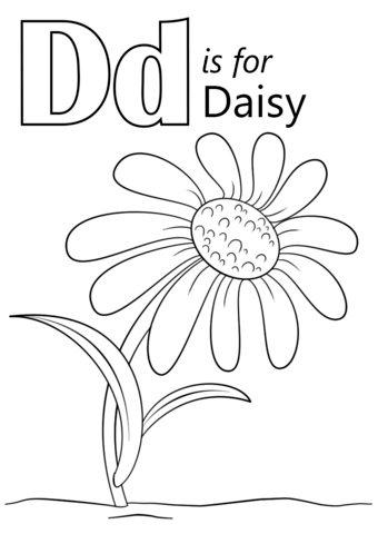 Letter D Is For Daisy Coloring Page